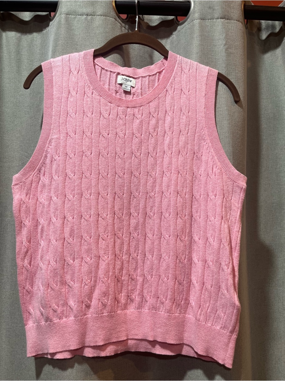 J. Crew Pink Cable-Knit Sleeveless Sweater Vest.  Size M
